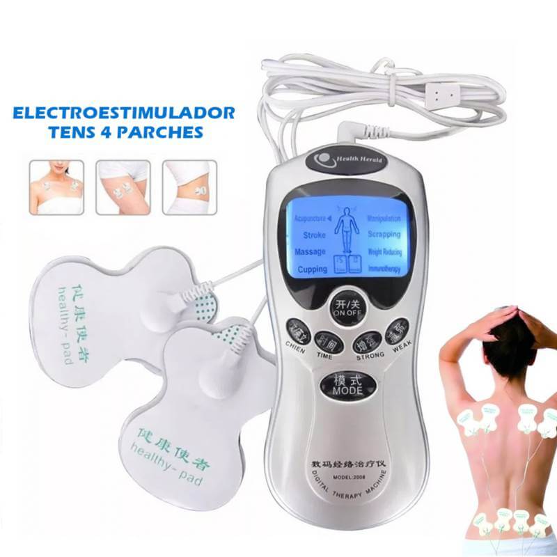 Electro Estimulador + 4 Parches Digital Ondas Tens – Perúmassage